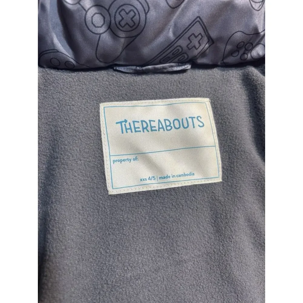 Thereabouts Boys Gray Gaming Hooded Puffer Jacket Coat Size 4/5 NWT